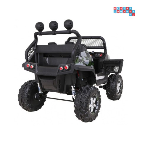 [JL199] Mercedes Benz Unimog lakierowany na akumulator 4x35W 12V/10Ah Pilot Wolny Start MP3 LED - moro