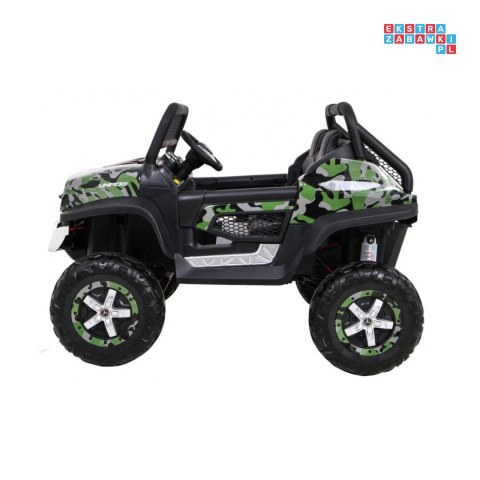 [UNIMOG] Mercedes Benz Unimog lakierowany na akumulator 12V/14Ah ekoskóra EVA MP3 - moro