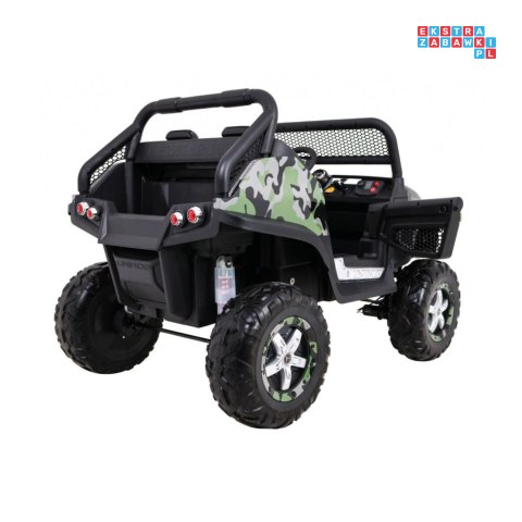 [UNIMOG] Mercedes Benz Unimog lakierowany na akumulator 12V/14Ah ekoskóra EVA MP3 - moro