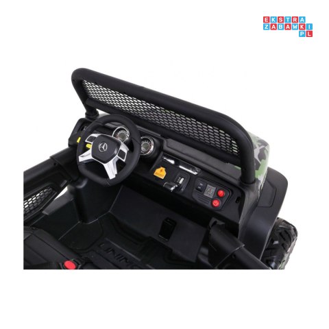 [UNIMOG] Mercedes Benz Unimog lakierowany na akumulator 12V/14Ah ekoskóra EVA MP3 - moro