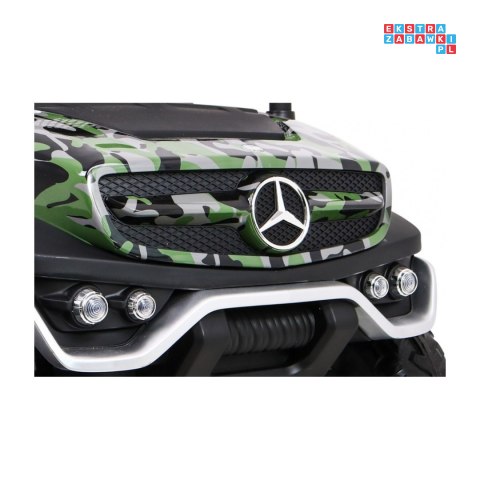 [UNIMOG] Mercedes Benz Unimog lakierowany na akumulator 12V/14Ah ekoskóra EVA MP3 - moro