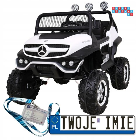 [JL199] Mercedes Benz Unimog na akumulator 4x35W 12V/10Ah Pilot Wolny Start MP3 LED - biały