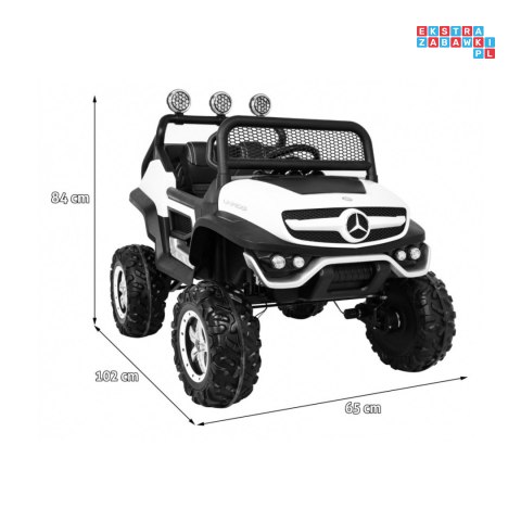 [JL199] Mercedes Benz Unimog na akumulator 4x35W 12V/10Ah Pilot Wolny Start MP3 LED - biały