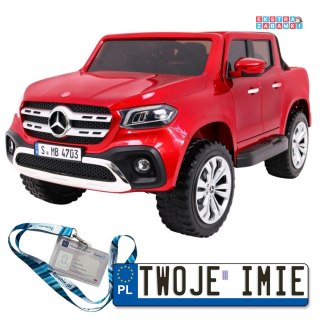 Czerwony Mercedes Benz X-Class na akumulator - 4x45W, 24V/7Ah, Pilot, MP4, LED, EVA - [XMX-606]