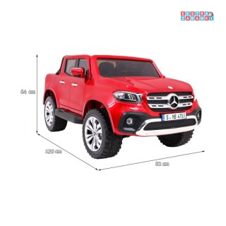 Czerwony Mercedes Benz X-Class na akumulator - 4x45W, 24V/7Ah, Pilot, MP4, LED, EVA - [XMX-606]