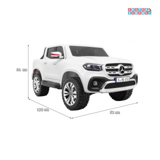 Biały Mercedes Benz X-Class na akumulator - 4x45W, 24V/7Ah, Pilot, MP4, LED, EVA - [XMX-606]