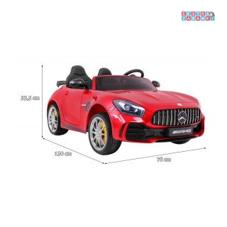 Czerwony Mercedes-Benz GT R na akumulator - 4x4, Nawiew powietrza, Pilot, EVA, MP3, LED
