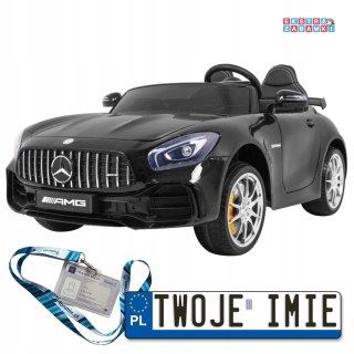 Czarny Mercedes-Benz GT R na akumulator - Lakierowany, napęd 4x4, Nawiew powietrza, Pilot, EVA, MP3, LED