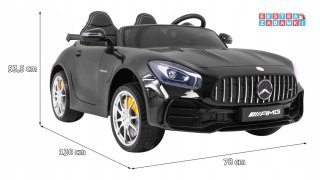 Czarny Mercedes-Benz GT R na akumulator - Lakierowany, napęd 4x4, Nawiew powietrza, Pilot, EVA, MP3, LED