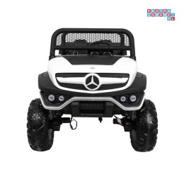 [UNIMOG] Mercedes Benz Unimog na akumulator 12V/14Ah ekoskóra EVA MP3 - biały