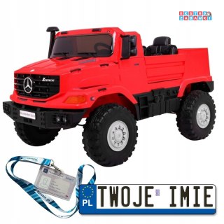 Czerwone Mercedes-Benz Zetros na akumulator - na Pilota, Bagażnik