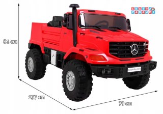 Czerwone Mercedes-Benz Zetros na akumulator - na Pilota, Bagażnik