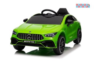Zielony Mercedes CLA 45S AMG na akumulator - 4x45W, 12V/7Ah, Lakier, Ekoskóra, EVA, MP3, USB, LED - [19781]
