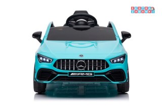 Turkusowy Mercedes CLA 45S AMG na akumulator - 4x4, Ekoskóra, EVA, MP3, USB, LED
