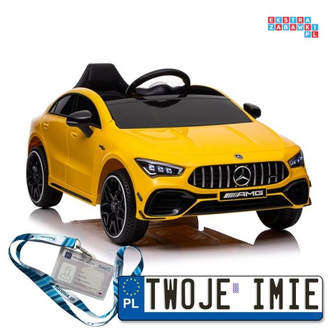 [19785] Mercedes CLA 45S AMG na akumulator 4x45W 12V/7Ah Lakier Ekoskóra EVA MP3 USB LED - żółty