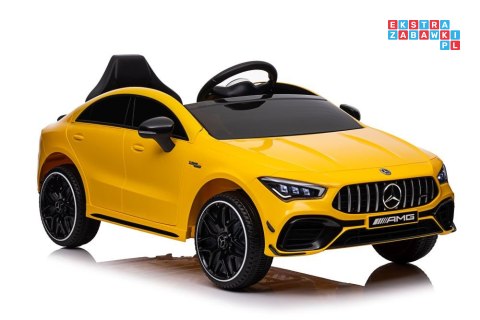 [19785] Mercedes CLA 45S AMG na akumulator 4x45W 12V/7Ah Lakier Ekoskóra EVA MP3 USB LED - żółty