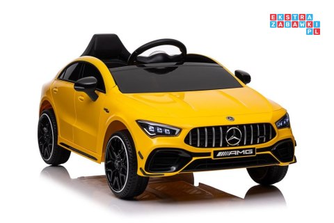 [19785] Mercedes CLA 45S AMG na akumulator 4x45W 12V/7Ah Lakier Ekoskóra EVA MP3 USB LED - żółty