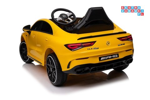 [19785] Mercedes CLA 45S AMG na akumulator 4x45W 12V/7Ah Lakier Ekoskóra EVA MP3 USB LED - żółty