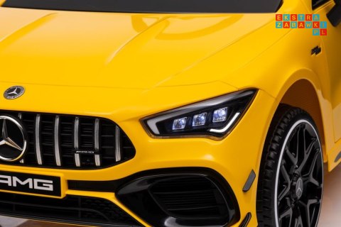 [19785] Mercedes CLA 45S AMG na akumulator 4x45W 12V/7Ah Lakier Ekoskóra EVA MP3 USB LED - żółty