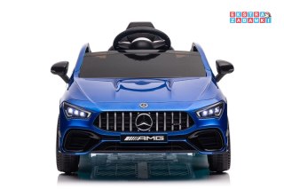 Niebieski Mercedes CLA 45S AMG na akumulator - 4x45W, 12V/7Ah, Lakier, Ekoskóra, EVA, MP3, USB, LED - [19787]