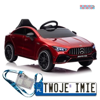 Czerwone Mercedes CLA 45S AMG na akumulator - 4x4, Lakier, Ekoskóra, EVA, MP3, USB, LED