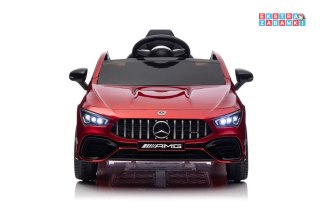 Czerwone Mercedes CLA 45S AMG na akumulator - 4x4, Lakier, Ekoskóra, EVA, MP3, USB, LED