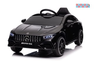 Czarny Mercedes CLA 45S AMG na akumulator - 4x45W, 12V/7Ah, Lakier, Ekoskóra, EVA, MP3, USB, LED - [19788]