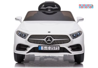 Białe Mercedes CLS 350 na akumulator - 2x35W, Ekoskóra, EVA, LED, MP3