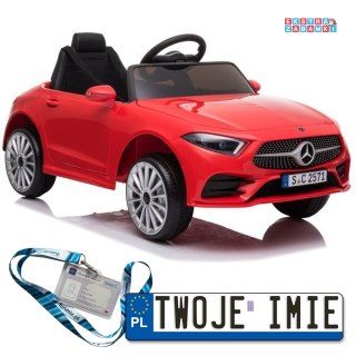 Czerwone Mercedes CLS 350 na akumulator - 2x35W, Ekoskóra, EVA, LED, MP3