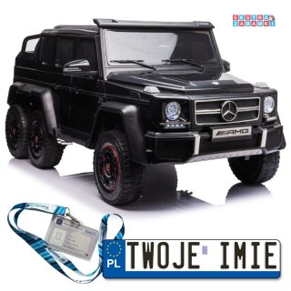 Czarne Mercedes G63 na akumulator - 6x4, 24V, 4x45W, Ekoskóra, EVA, LED