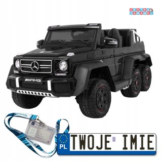 Czarny Mercedes G63 6x6 na akumulator - 2 Pedały gazu, Regulacja siedzenia, MP4, LED, Bagażnik, Kufer dla rodzica