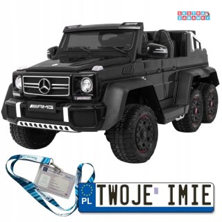 Czarny Mercedes G63 6x6 na akumulator - 2 Pedały gazu, Regulacja siedzenia, Audio, LED, Bagażnik, Kufer dla rodzica