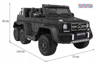 Czarny Mercedes G63 6x6 na akumulator - 2 Pedały gazu, Regulacja siedzenia, Audio, LED, Bagażnik, Kufer dla rodzica