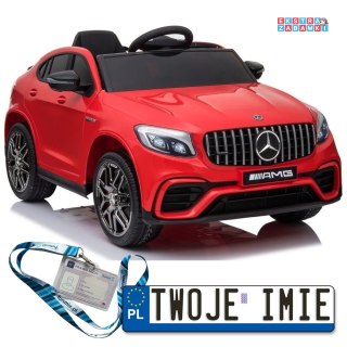 Czerwony Mercedes GLC 63S na akumulator - 4x45W, 12V/7Ah, ekoskóra, koła EVA, MP3 - [4196]