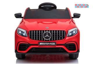 Czerwony Mercedes GLC 63S na akumulator - 4x45W, 12V/7Ah, ekoskóra, koła EVA, MP3 - [4196]