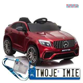 Czerwone Mercedes GLC 63S na akumulator - Lakier, Ekoskóra, EVA, LED, MP3 - [QLS-5688]