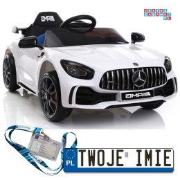 [3867] Mercedes GTR Lakierowany na akumulator 2x45W 12V/4.5Ah Pilot Ekoskóra EVA LED - biały