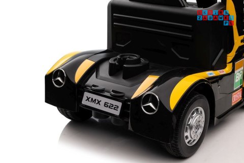 [4256] Ciężarówka Mercedes XMX622 na akumulator 2x45W 12V/10Ah Ekoskóra EVA LED - żółty