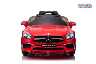 Czerwony Mercedes SL65 S na akumulator - 2x45W, 12V/7Ah, lakierowane, ekoskóra, EVA, LCD - [4267]