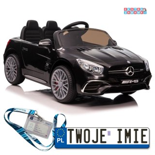 Czarne Mercedes SL65 S na akumulator - 2x45W, ekoskóra, EVA, LCD