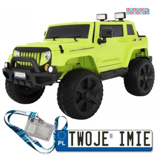 Jasnozielony Mighty Jeep na akumulator - 4x45W, Pilot, 2 bagażniki