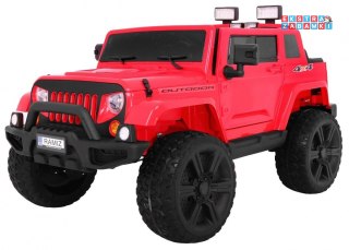 Różowy Mighty Jeep na akumulator - 4x45W, z Pilotem, dla dzieci, 2 bagażniki