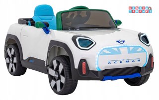 Biały Mini Concept Aceman na akumulator - 4x4, 2x35W, 2x20W, 12V/9Ah, EVA, LED, AUX, USB - [JE1688]
