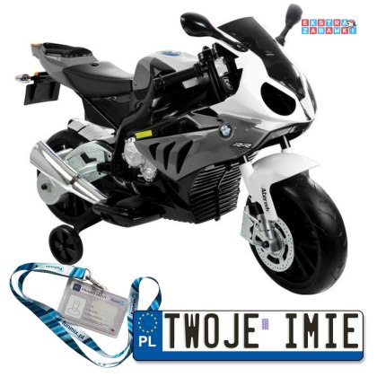 Czarny Motor BMW S1000RR na akumulator - 2x45W, 12V/7Ah, ekoskóra, EVA, LED - [1720]