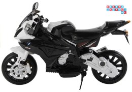 [1718] Motocykl BMW S1000RR na akumulator 2x45W 12V/7Ah ekoskóra EVA LED - czarny
