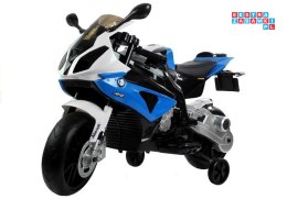 [1683] Motocykl BMW S1000RR na akumulator 2x45W 12V/7Ah ekoskóra EVA LED - niebieski