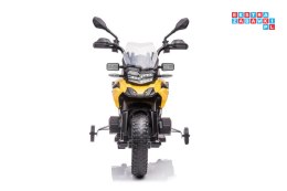 [11950] Motocykl BMW F850 licencjonowany na akumulator 2x45W 12V/7Ah LED MP3 wolny start - żółty