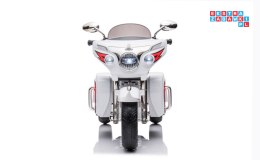 [3208] Motocykl Goldwing Trójkołowy na akumulator 2x45W 12V/7Ah ekoskóra EVA LED - biały
