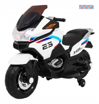 Biały Motor Sport Tourism na akumulator - 2x35W, Radio, światła LED, Koła EVA