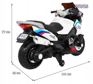 Biały Motor Sport Tourism na akumulator - 2x35W, Radio, światła LED, Koła EVA